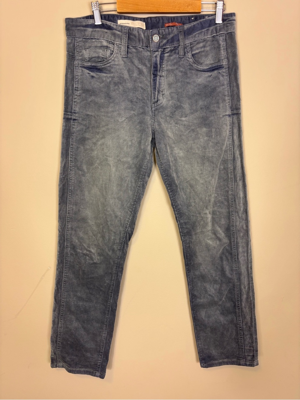 Anthropologie Pilcro Fade-Wash Blue Corduroy Slim Boyfriend Leg Pants 29